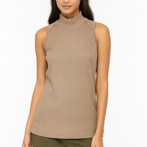 Zara Tan Ribbed Sleeveless Top